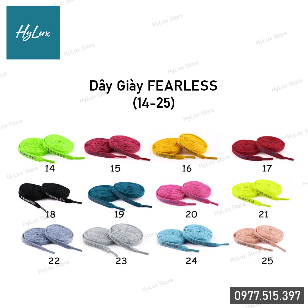 Dây Giày Jordan 1 Chữ FEARLESS Phản Quang 25 Màu - 12 màu cuối