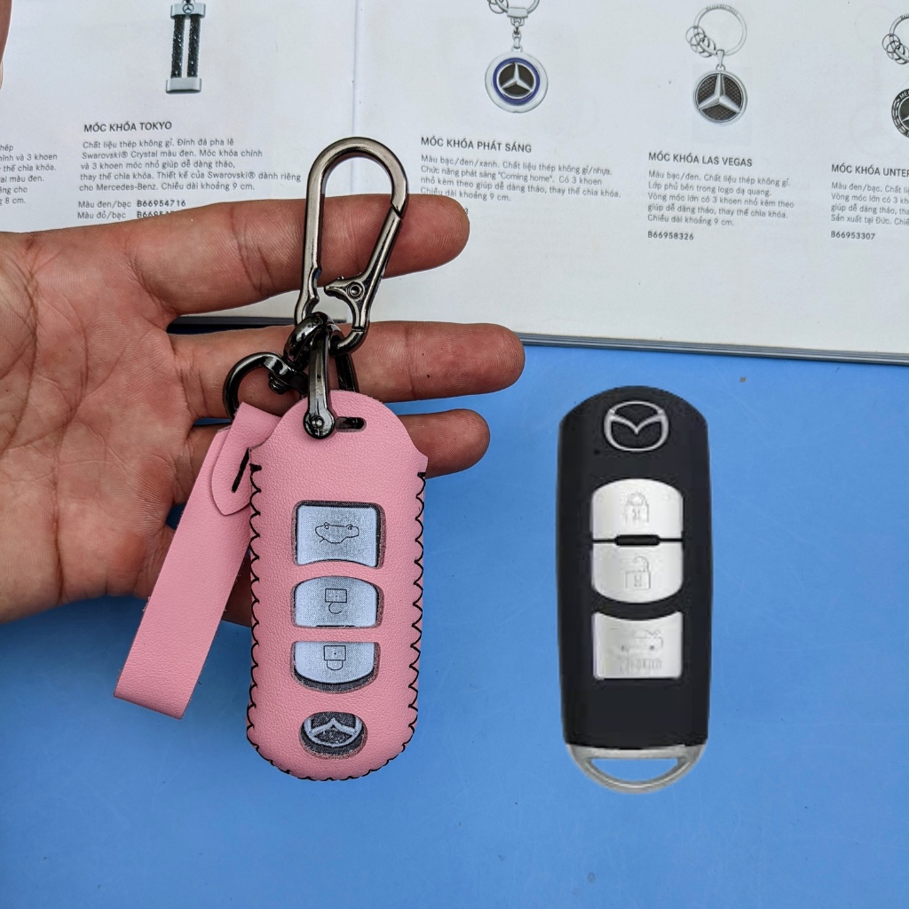 Bọc chìa khóa mazda cx5 mazda 2,mazda 3,mazda 6,Bao da chìa khóa mazda 3,mazda cx5 (MM3  Móc D)