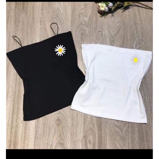 Áo croptop hai dây hoa cúc phản quang