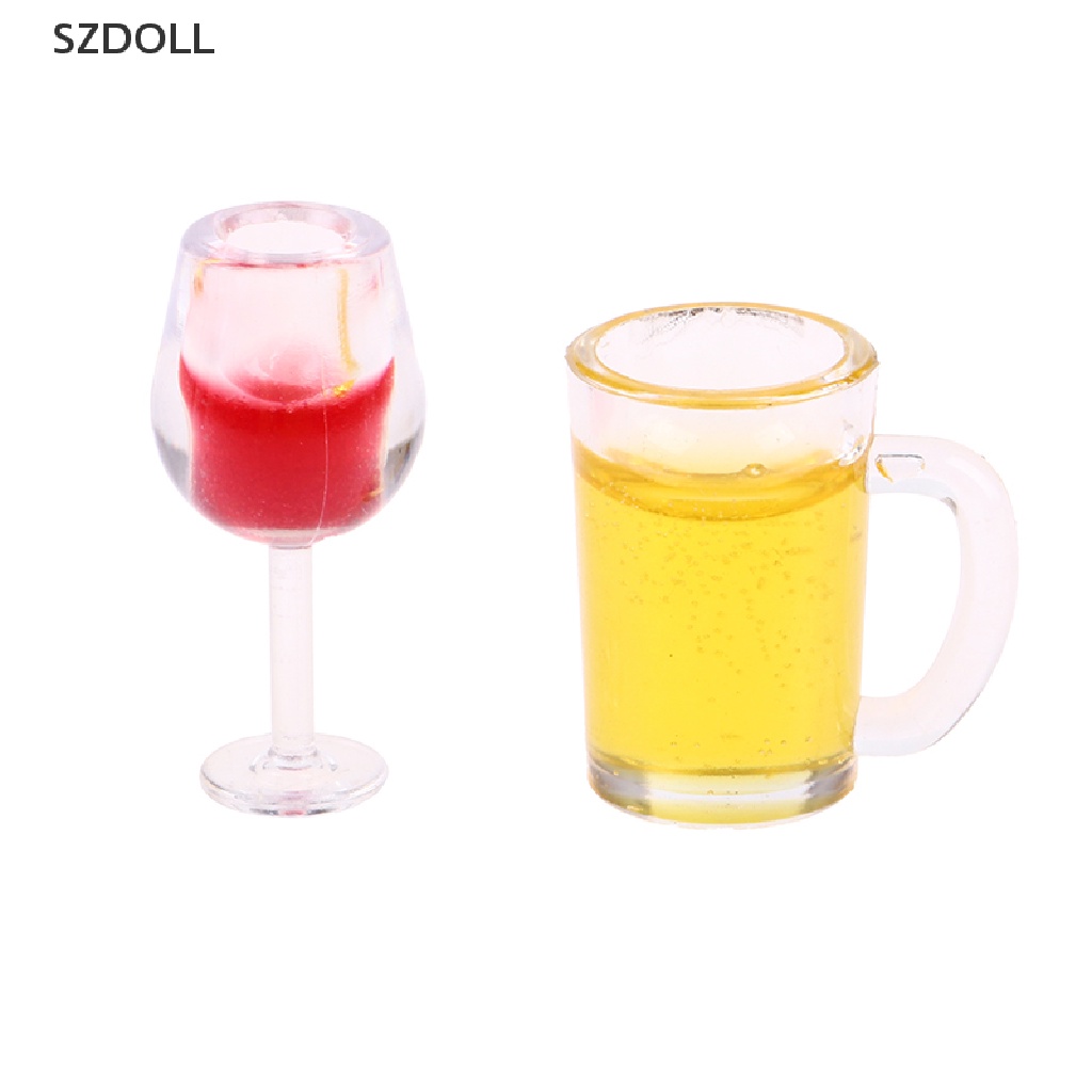 5 chai rượu hoặc ly rượu SZDOLL thu nhỏ 1:12 trang trí nhà búp bê độc đáo