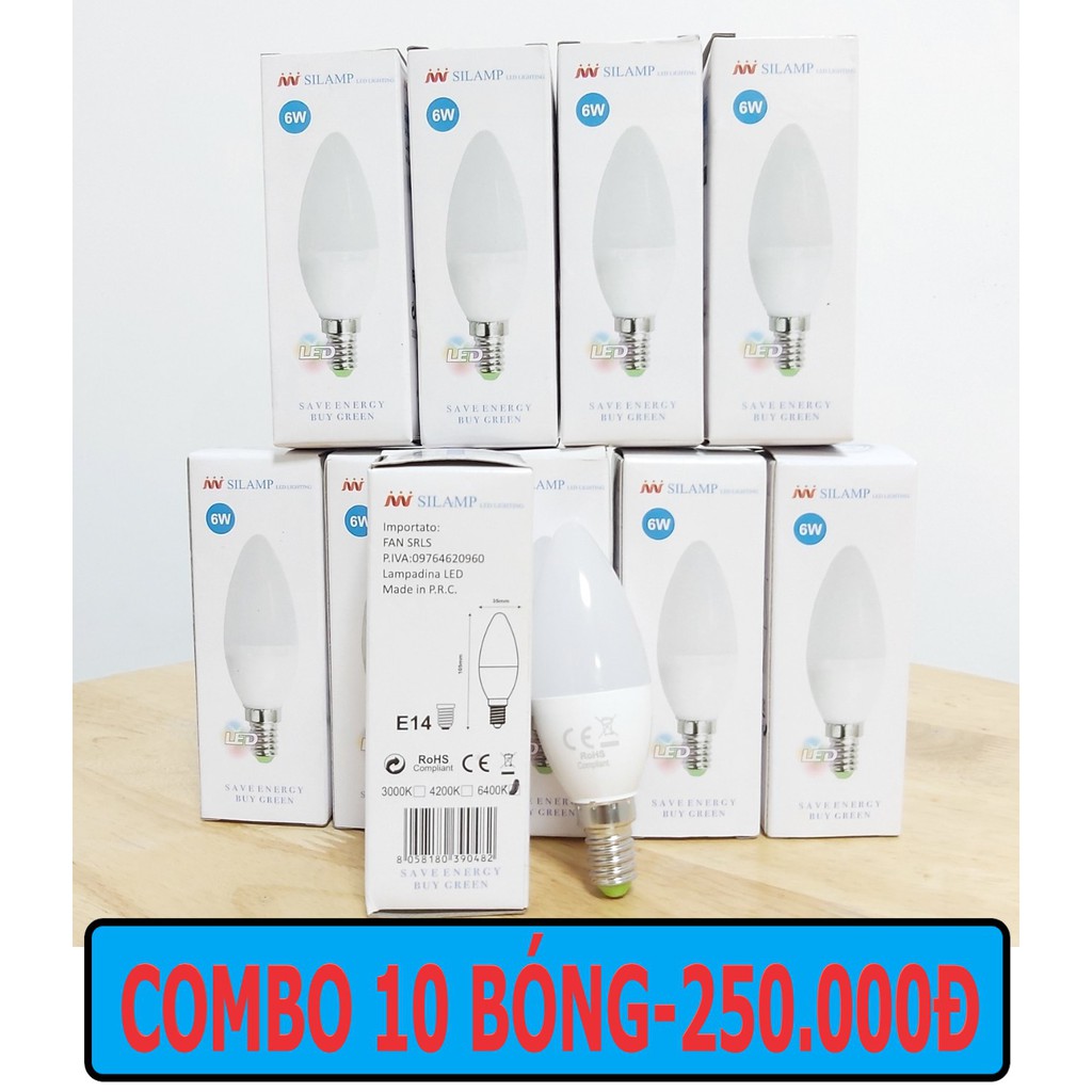 COMBO 10 BÓNG ĐÈN LED Búp B35 6W E14