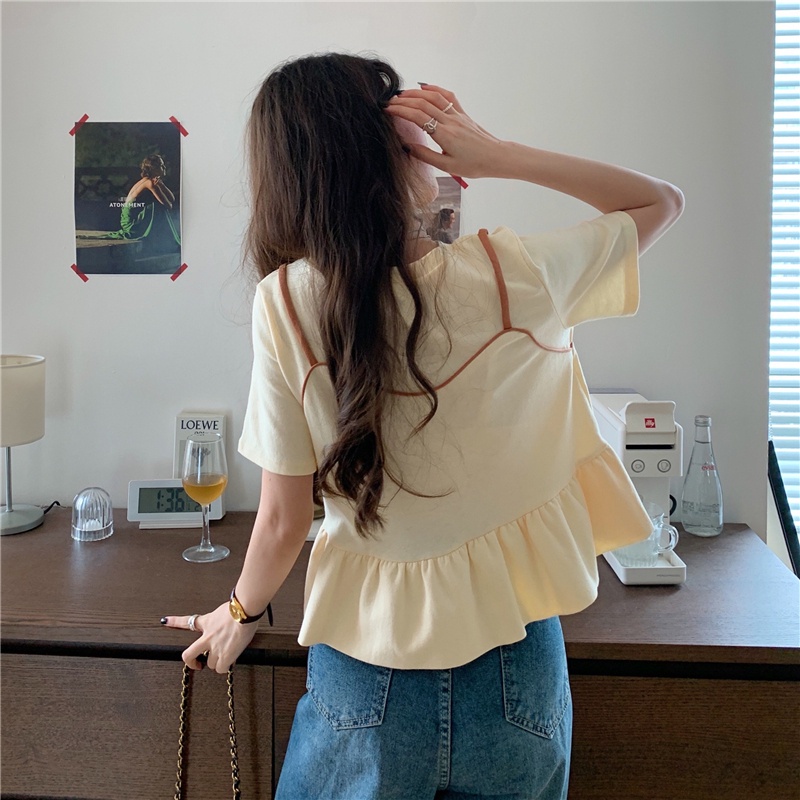 Áo thun tay ngắn dáng rộng màu sắc đơn giản dành cho nữ