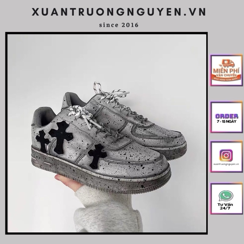 Giày nike air force ulzzang chữ thập phong cách bẩn bẩn thời trang [ Có ảnh thật ở sau ]