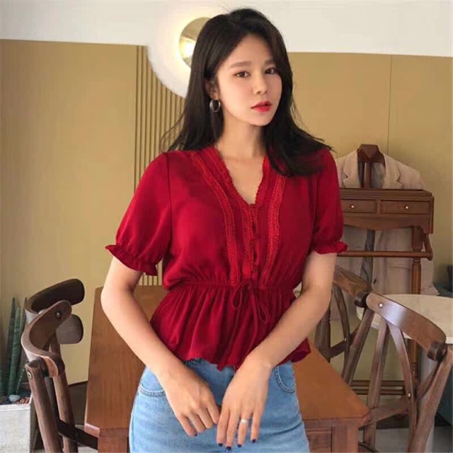 Áo Babydoll Cúc Bọc Chiết Eo_Xưởng May Quang Anh