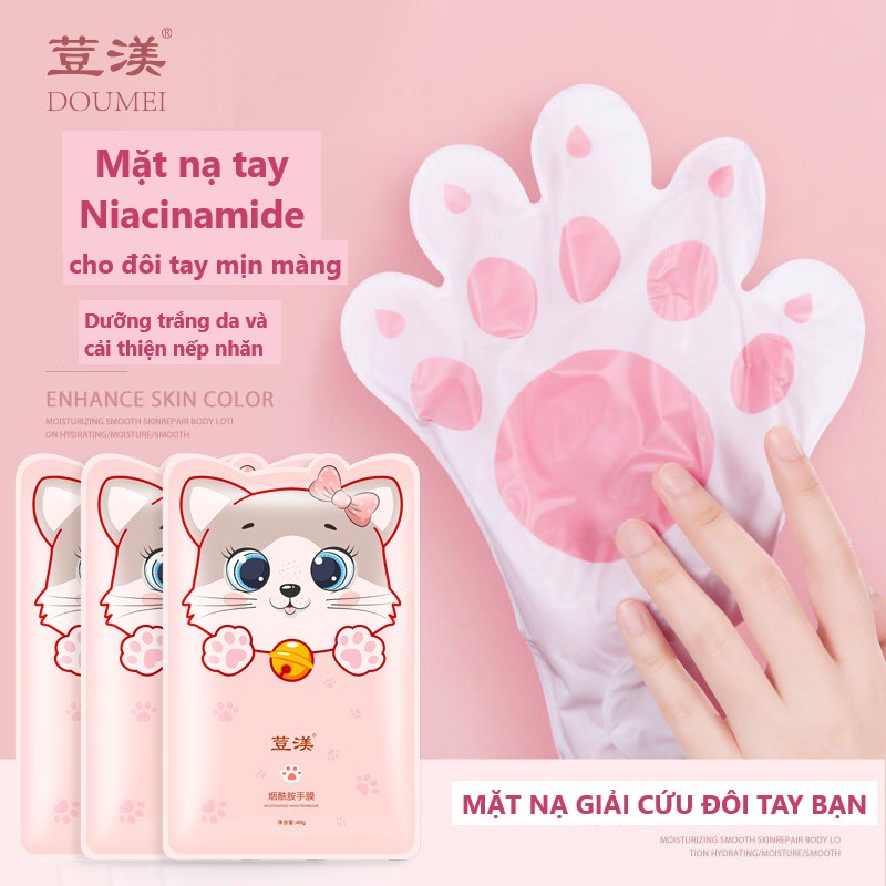 Mặt Nạ Dưỡng Da Tay DOUMEI Con Mèo Dưỡng Ẩm Dưỡng Trắng Da 40g