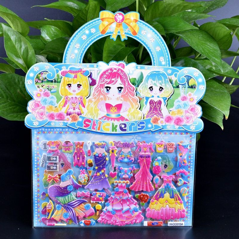 Sticker 3D Dán Công Chúa - Phối Đồ Kèm Phụ Kiện Siêu Yêu Cho Các Bé Gái Có Mặt Sau Tô Màu