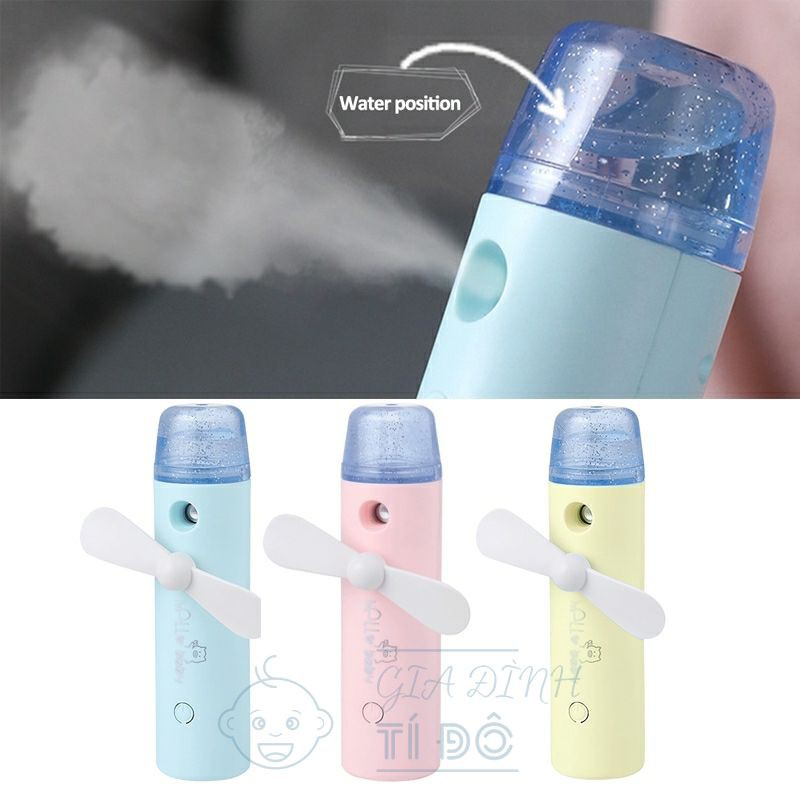 Quạt Phun Sương Cầm Tay Mini Sử Dụng Pin Sạc