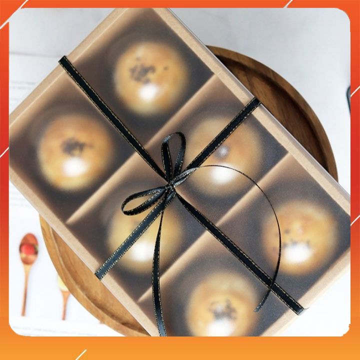 50 Bộ Hộp Đựng Bánh Trung Thu 60g 75g 80g cao cấp, trong suốt - Hộp PET nắp cầu nắp vuông đế vàng tiện dụng