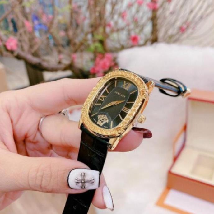 Đồng hồ nữ versace dây da, viền mặt thép tinh tế, siêu bền bảo hành 12 tháng