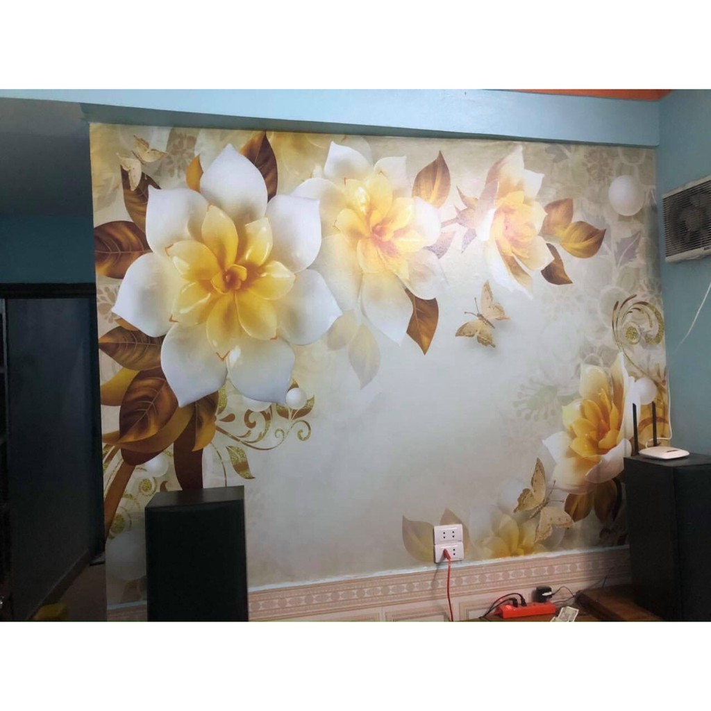 Tranh dán tường cho phòng khách,- Vải lụa loại đẹp,Hoa Ngọc, 068,KT:110cm x 160cm