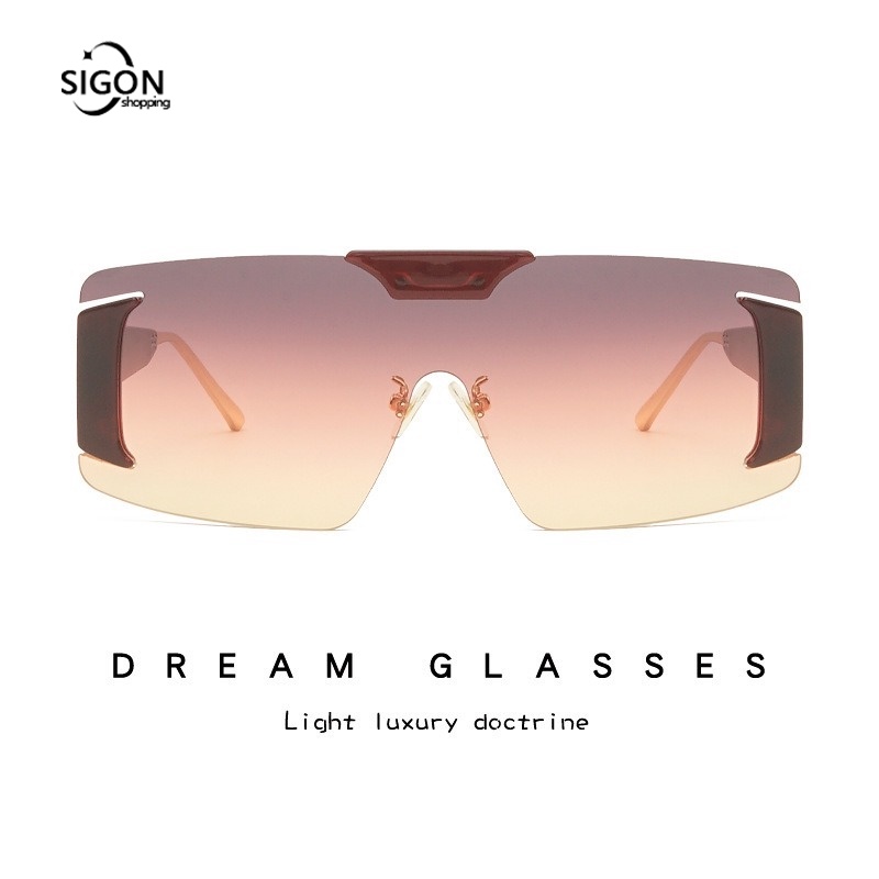 Kính Mát Gọng Kim Loại Không Viền Phong Cách Steampunk Retro Cho Nam Nữ