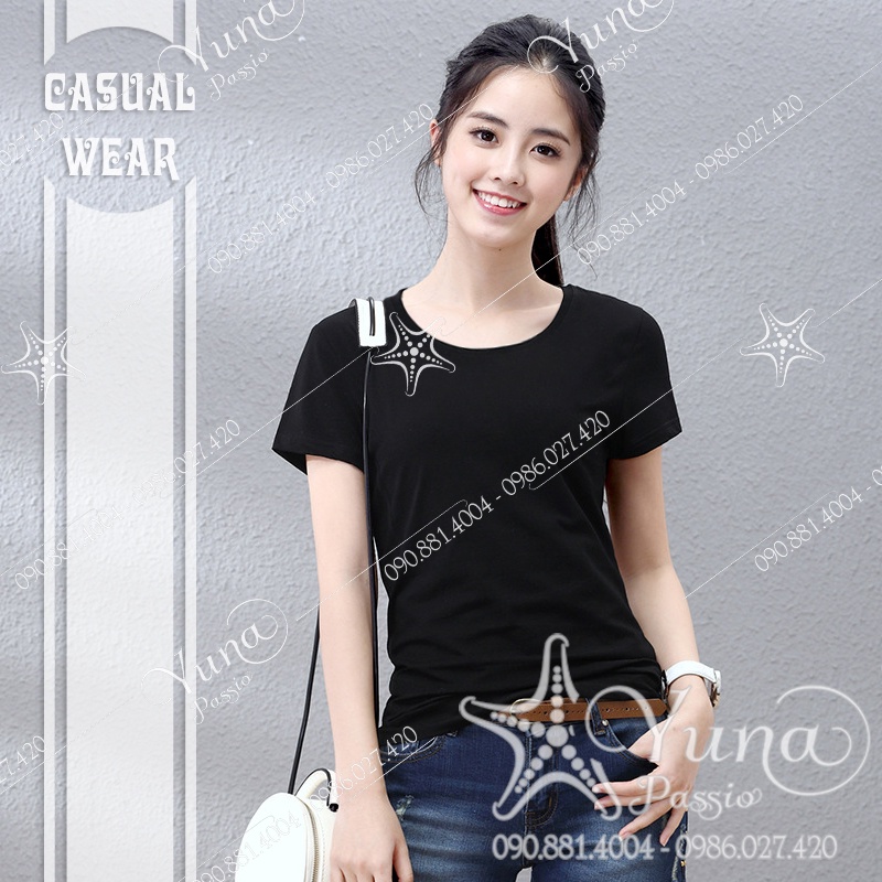 Áo Thun Trơn Thái Cổ Tròn Màu Đen , Áo Phông Trơn Thái Lan Cao Cấp Shop YUNA