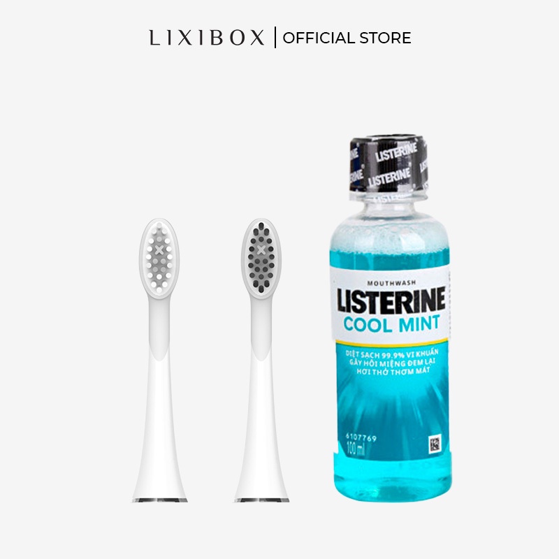 [HB Gift] Combo 2 đầu bàn chải Halio và nước súc miệng Listerine 100ml Cool Mint