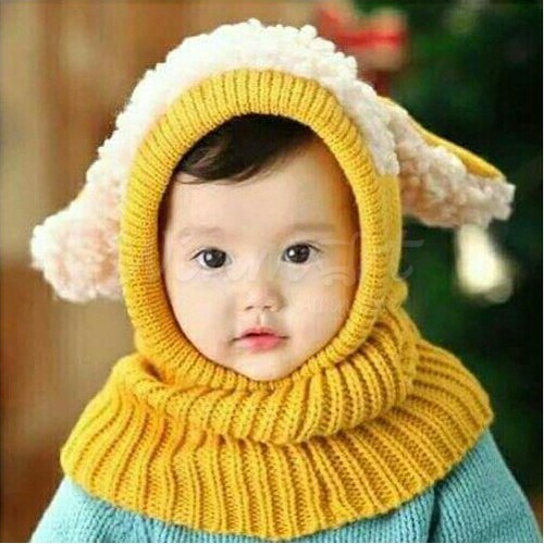 Mũ len, nón len tai cừu liền khăn ống che kín cổ ấm áp cho bé đến 2-10 tuổi