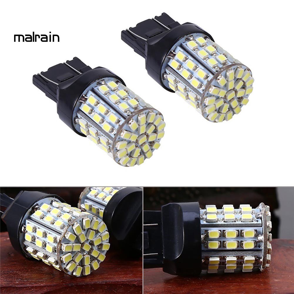 Set 2 Đèn LED Phanh Xe Ánh Sáng Trắng 6000K 12V T20 7440 7443 64 SMD