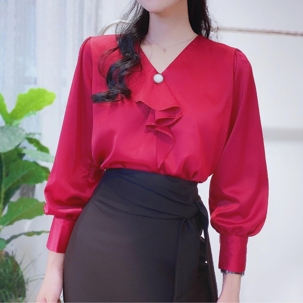 Áo sơ mi lụa Satin nữ ngực bèo tay dài CHUU A5400 | BigBuy360 - bigbuy360.vn