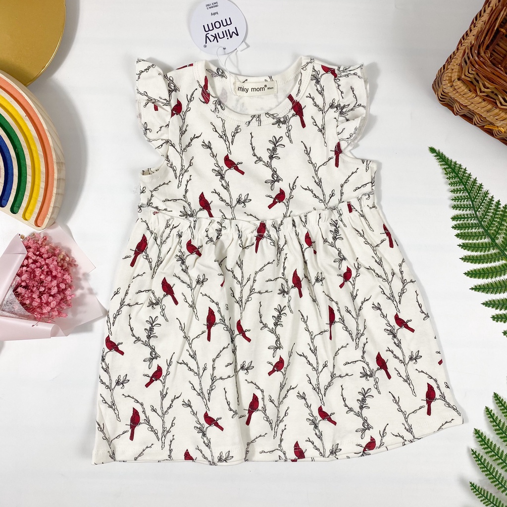 Váy Bé Gái Vải Cotton Mềm Mịn Hoạ Tiết Hoa Nhí, Đầm Cho Bé Mặc Hè Cực Xinh 2022 MKMV2201