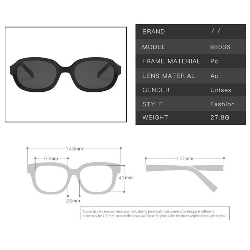 Kính Mát Chống Tia UV400 Hình Oval Nhỏ Cổ Điển Thời Trang Unisex