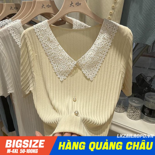 Áo sơ mi ⚡️𝐁𝐈𝐆𝐒𝐈𝐙𝐄⚡️ Áo kiểu nữ form rộng tay ngắn cổ bèo mùa hè Phong cách Hàn Quốc Thời Trang tiểu thư cá tính xinh đẹp cho người mập béo
