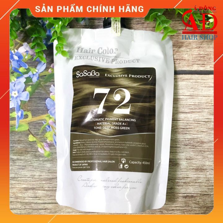 [Chính hãng] Thuốc nhuộm tóc màu rêu Sasaba Y-72 cực đẹp nhuộm trực tiếp 1 lần 450ml