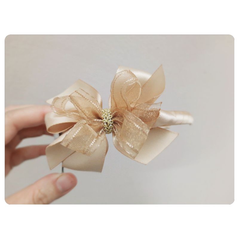 Bờm gọng handmade màu beige
