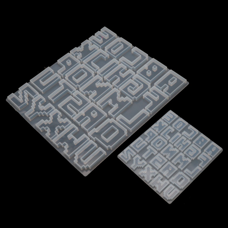 Khuôn Làm Móc Khóa Bằng Nhựa Epoxy Hình Chữ Pixel Sáng Bóng DIY