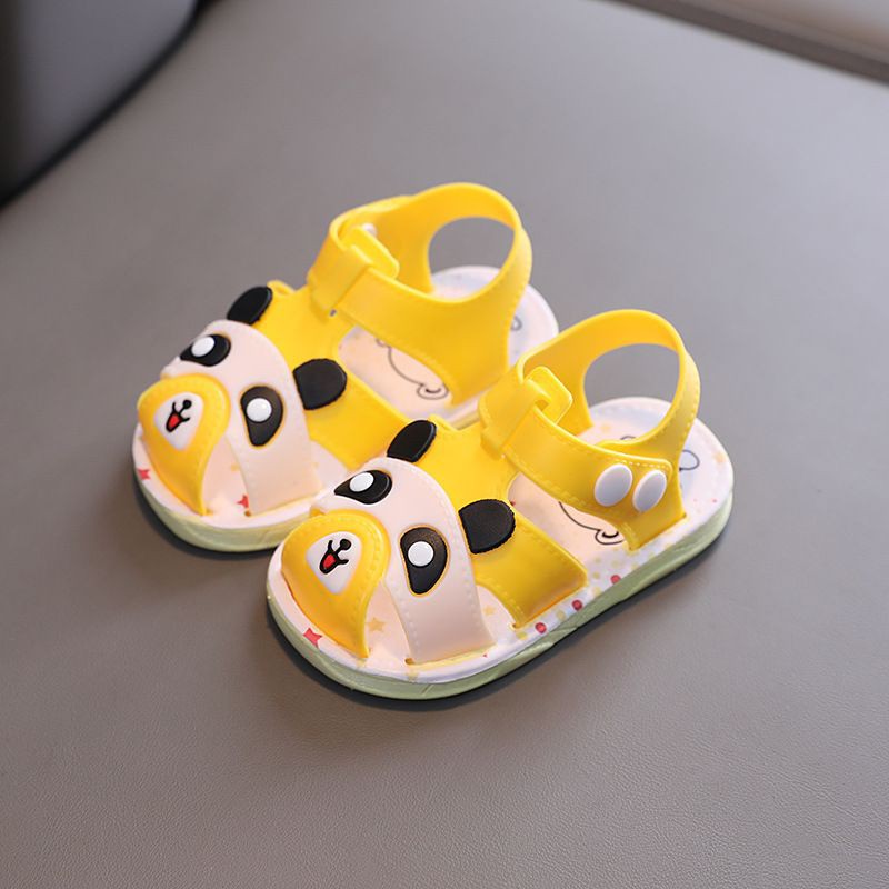 Giày sandal nút cài, giày tập đi cho bé trai bé gái hình gấu trúc nhám cute