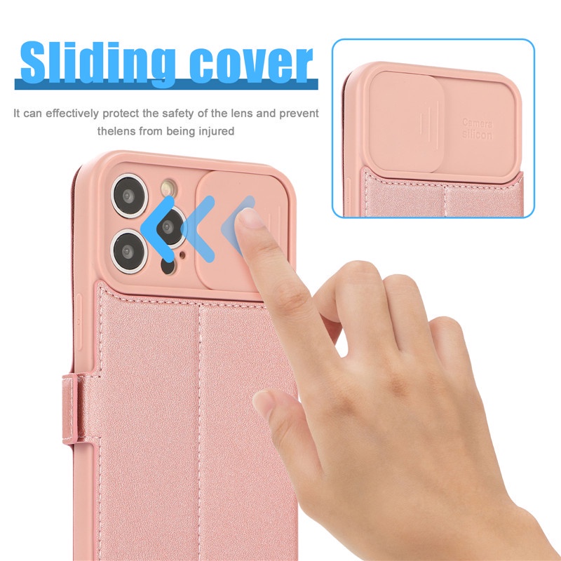 Bao Da Điện Thoại Nắp Lật Kèm Ngăn Đựng Thẻ Khóa Đôi Cho iPhone 13 14 Pro max Vỏ