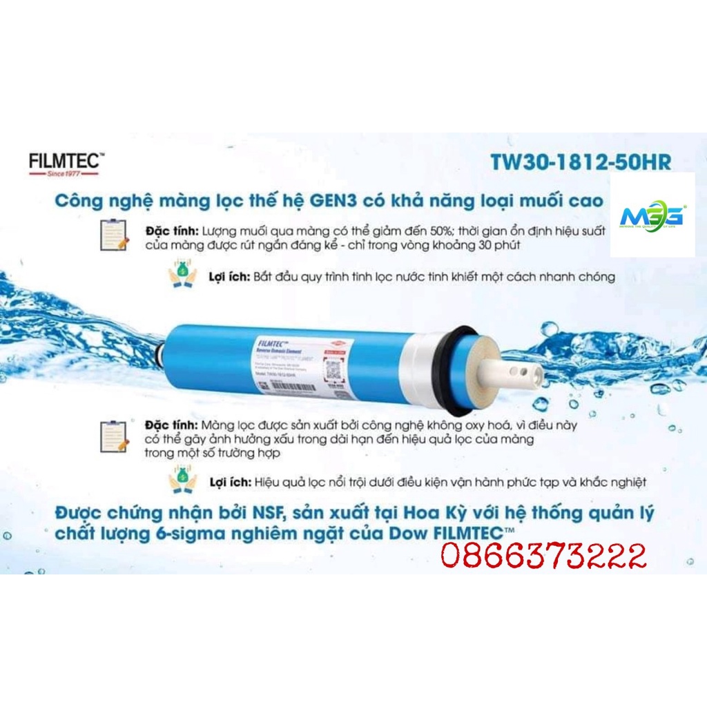 Lõi lọc nước số 4 - màng RO Dow Filmtec USA chính hãng dùng cho máy lọc nước