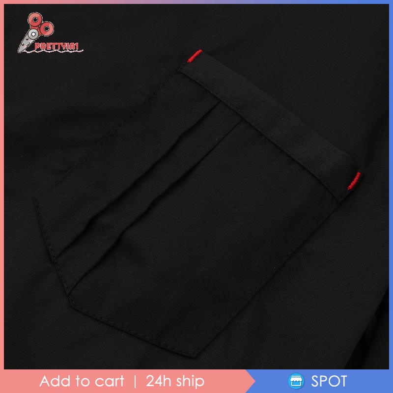 Áo đồng phục đầu bếp tay ngắn màu trắng thời trang cho nam và nữ