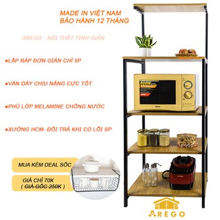 Kệ lò vi sóng, kệ để đồ nhà bếp 5 tầng  AREGO KB5T khung sắt sơn tĩnh điện, ván mdf dày chắc