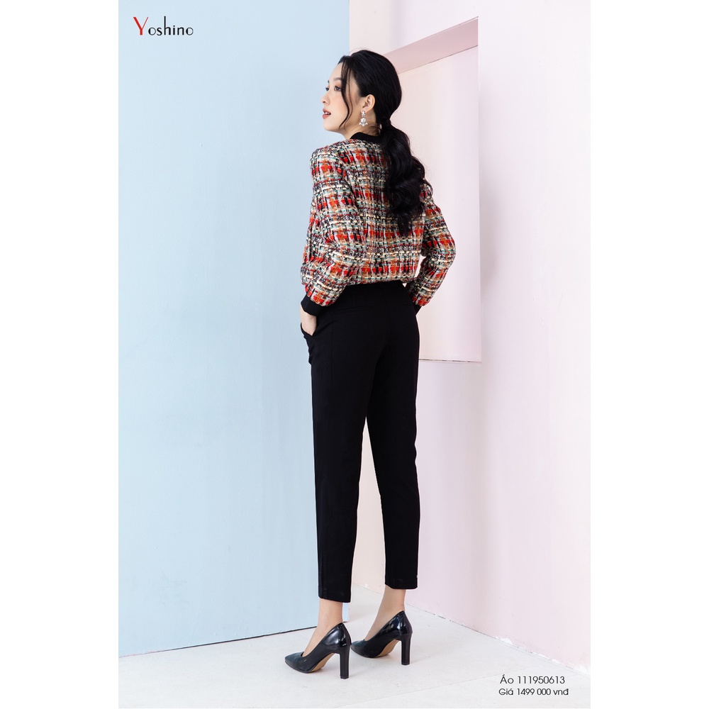 Áo Bomber Kẻ Nữ YOSHINO Bo Tay Chất Text Ám Áp Phom Trẻ Trung Năng Động 111950613