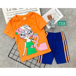 XẢ KHO - Bộ lửng cotton cho bé gái - Bộ quần áo bé gái 068