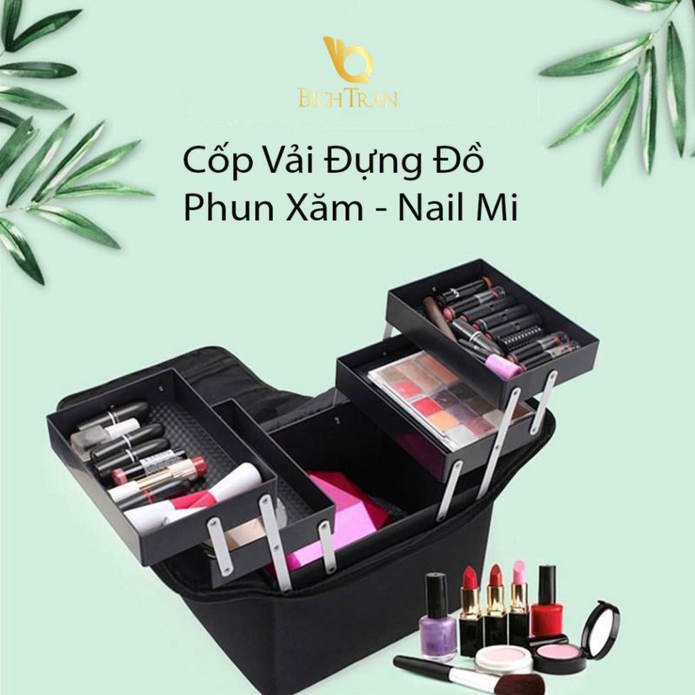 Cốp đựng mỹ phẩm đồ trang điểm nail chất vải đựng không thấm có dây đeo nước cá nhân mini đi du lịch makeup giá rẻ