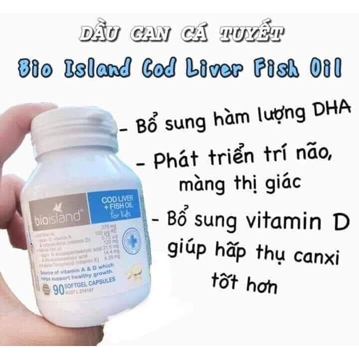 Viên dầu cá tuyết cho bé Bioisland COD Liver + Fish Oil for Kids