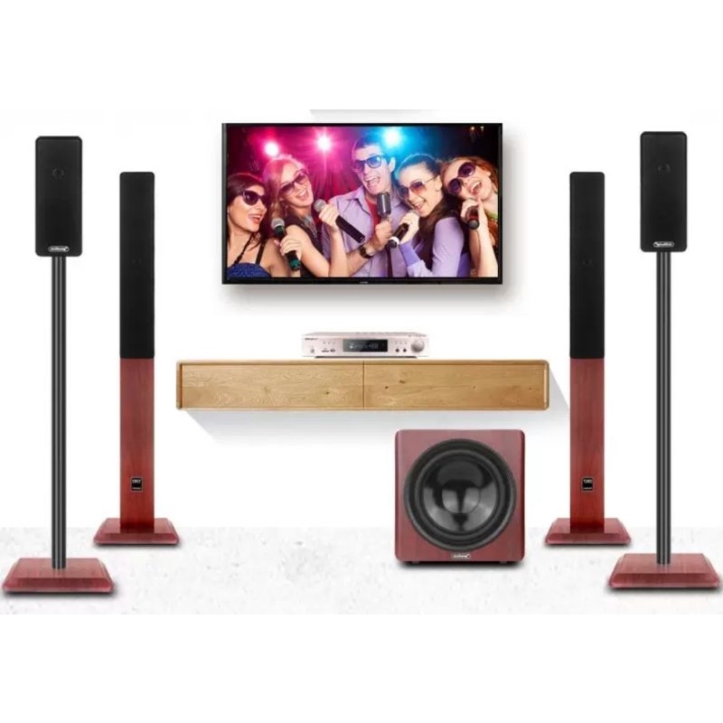 Amply 5.1 6 kêlnh Qisheng AV 206 công suất 900W đánh được trầm hơi uy lực, có bluetooth, hỗ trợ hát karaoke.