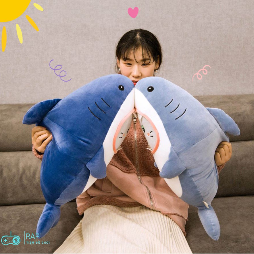 Gấu bông thú nhồi bông Baby Shark cá mập mặt mèo biểu cảm siêu dễ thương nhà Rap