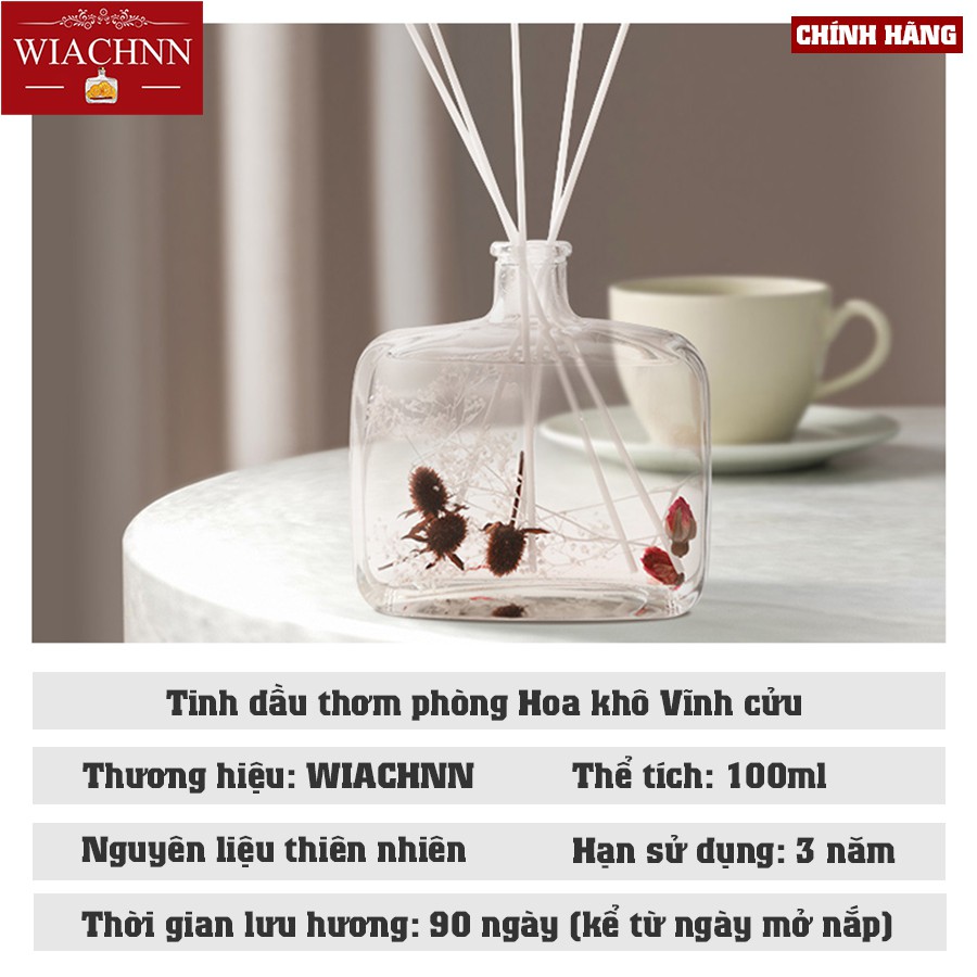 Tinh Dầu Thơm Phòng Hương Hoa Chi Tử WIACHNN 100ml Khô Vĩnh Cửu Khuếch Tán Khử Mùi Không Khí B100CT