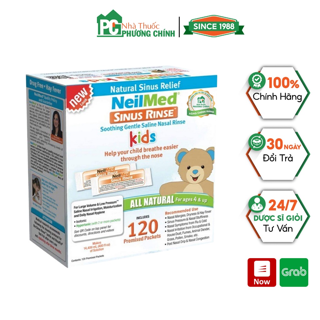 Hỗn Hợp Rửa Mũi Cho Bé Neilmed Sinus Rinse Kids 120 Sachets (Hộp 120 Gói)