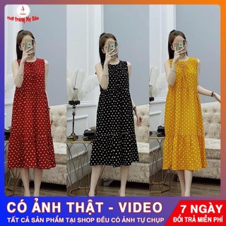 Váy bầu chấm bi ba lỗ hàng thiết kế (hình thật) (shop Tatoco)