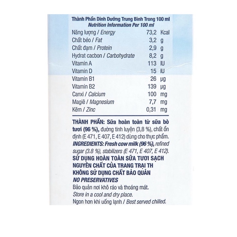 Thùng sữa tươi tiệt trùng TH true MILK hộp 1lít