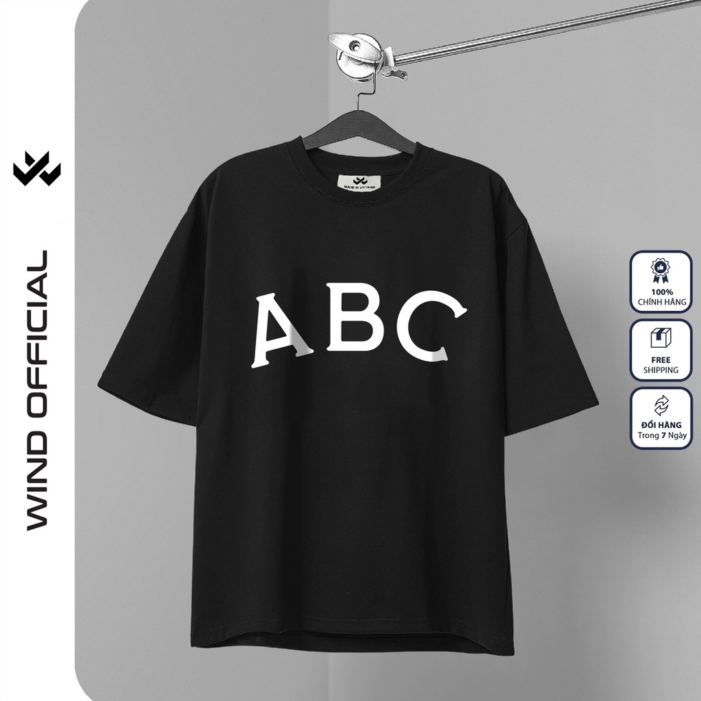 Áo thun tay lỡ Wind phông unisex ABC form rộng nam nữ oversize ulzzang