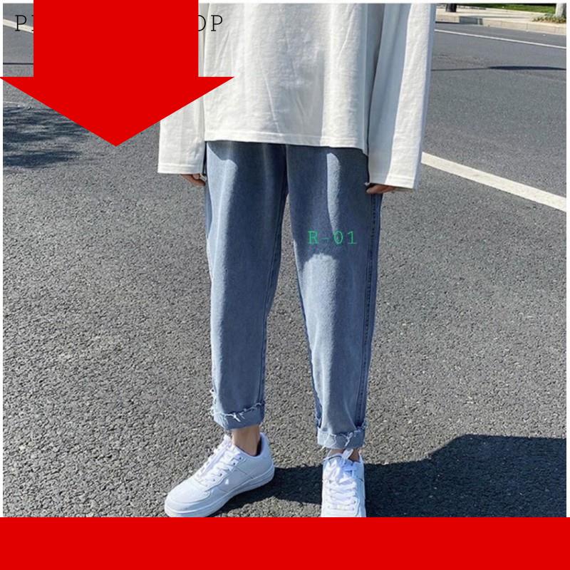Quần bò jean baggy nam nữ rách gấu style bụi phố 2021