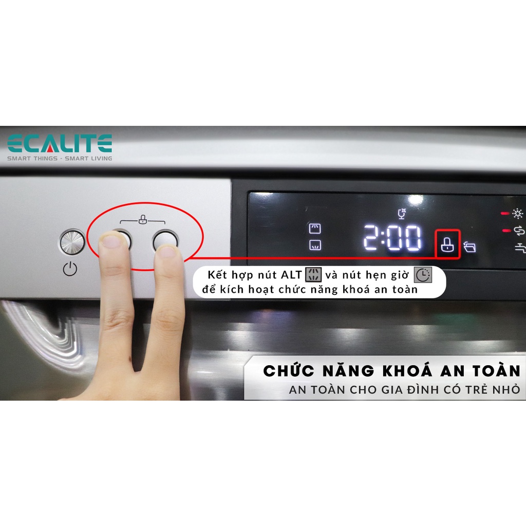 Máy Rửa Chén Độc Lập Ecalite EDW-SMS6015AS - Màu Bạc