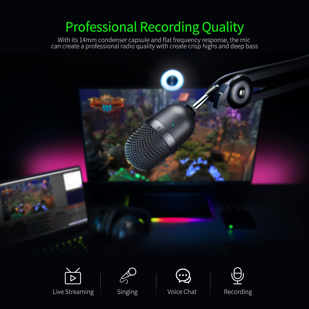 Micro Razer Seiren Mini Cổng USB Micrô Mini Microphone Hỗ Trợ Thu Âm/Live