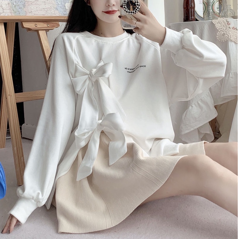 Áo Sweater Thắt Nơ Phong Cách Thời Trang Mùa Thu Cho Nữ Có Size Lớn