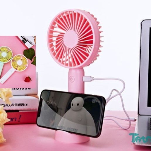 Quạt mini để bàn cầm tay có kệ để điện thoại