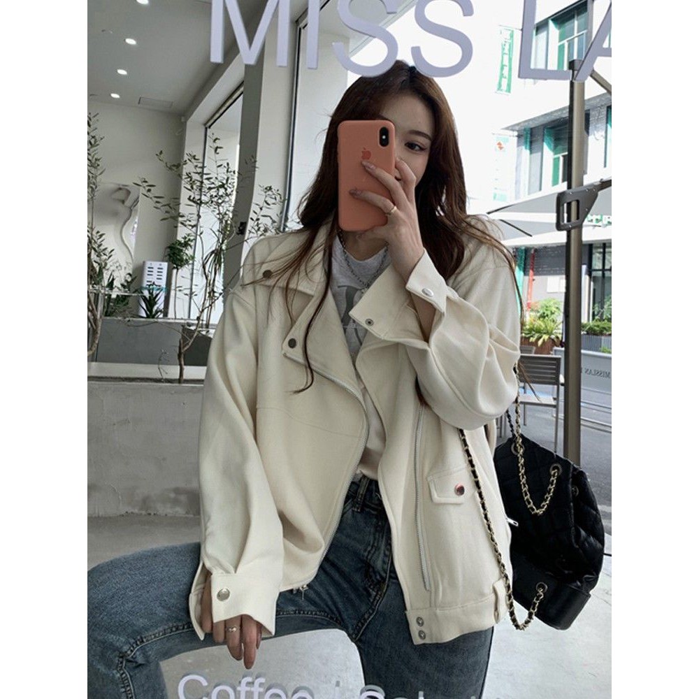 Áo khoác da biker hàng Quảng Châu nữ tính cá tính ulzzang - Có ảnh thật