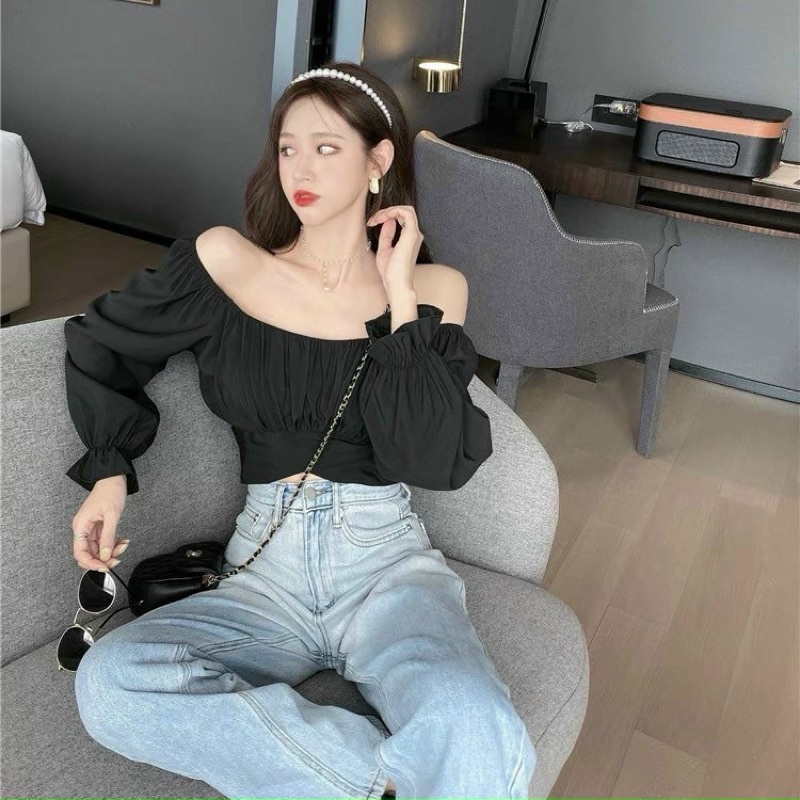 Áo Croptop Trễ Vai Tay Dài Nơ Lưng A517099