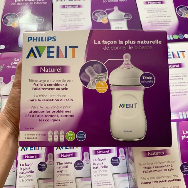 [Mã 267FMCGSALE giảm 8% đơn 500K] Bình sữa Philips Avent natural 260ml (đơn, set) đủ màu, chính hãng